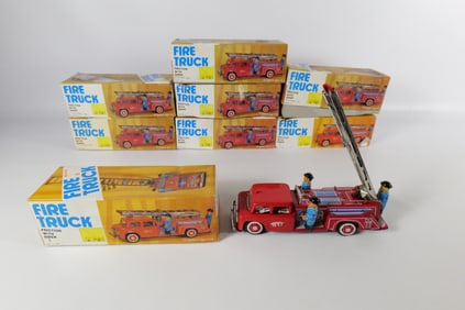 Lot of 8 Tin Litho Friction Fire Trucks