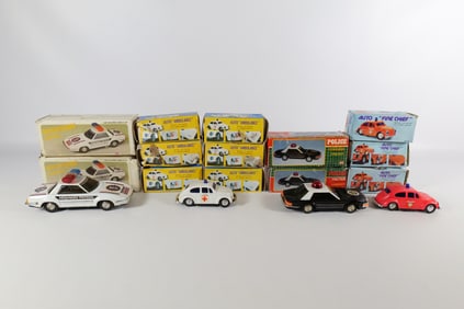 Lot of 13 Assorted Tin Litho Emergency Vehicles