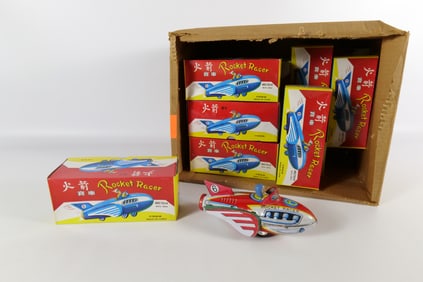 Lot of 16 Tin Litho Friction Rocket Racers