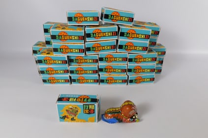 Lot of 44 Tin Litho Wind Up Roll-Over Chinese Lions