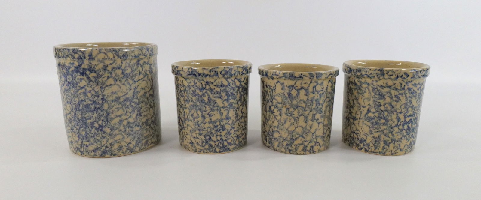 Group Lot of Spongeware Stoneware Crocks (1 of 8)