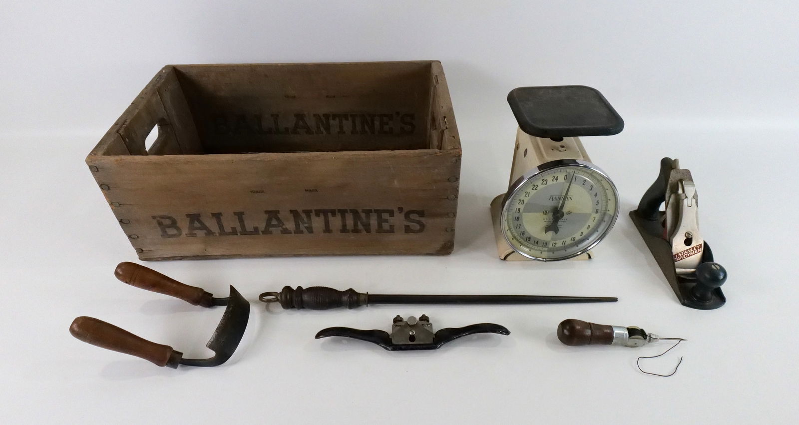 Group Lot of Vintage Tools, Scale and Wooden Box (1 of 15)