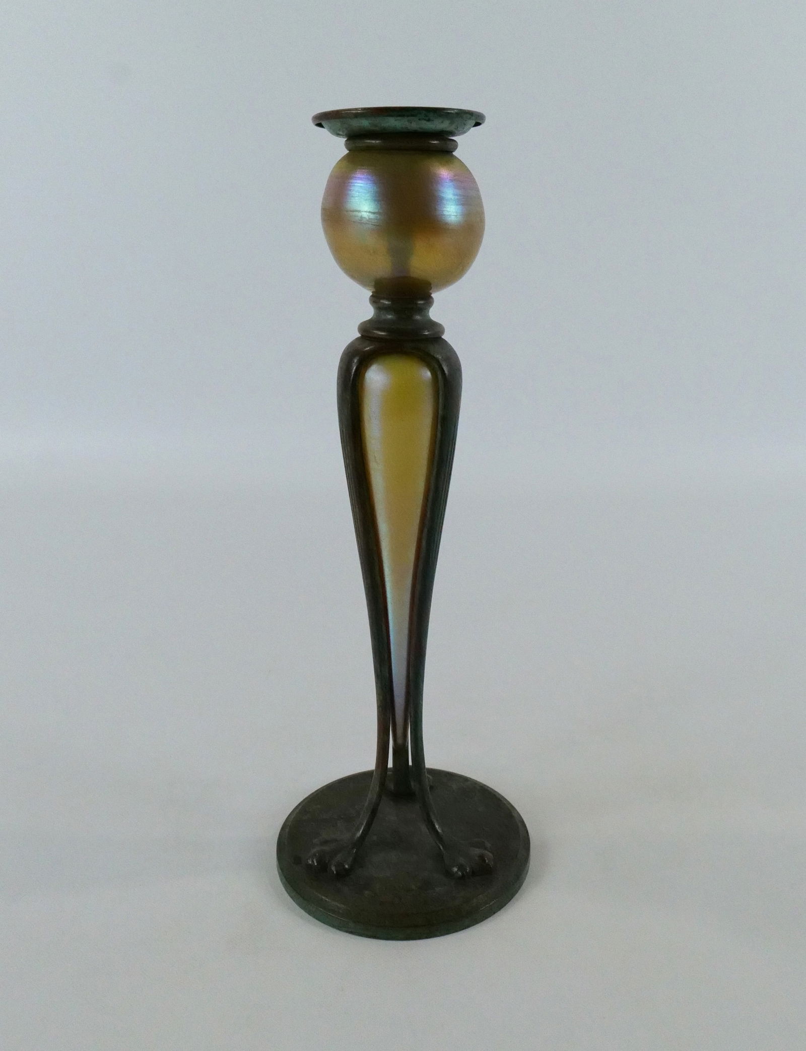 Tiffany Studios Bronze and Art Glass Candlestick (1 of 9)