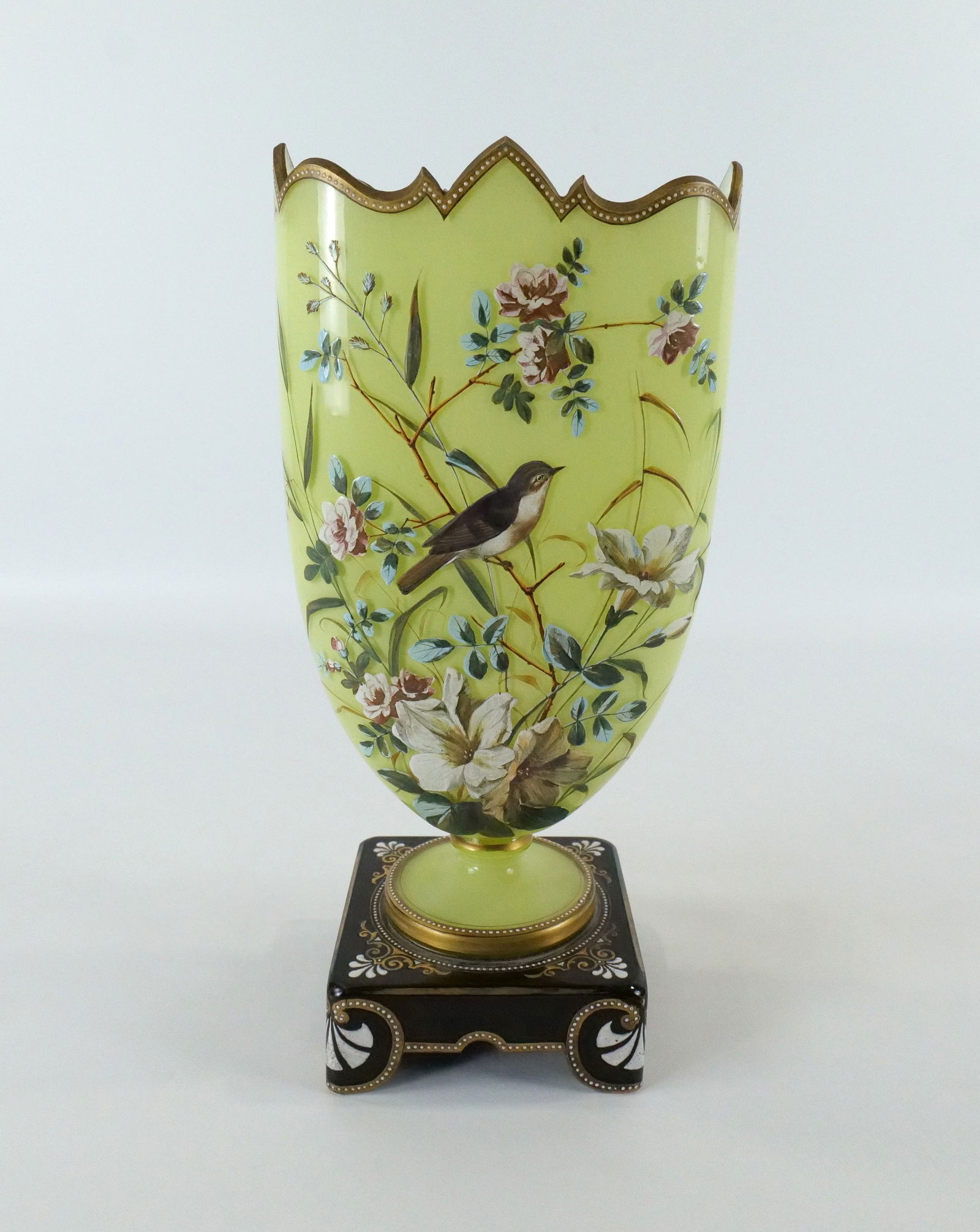 Victorian Bristol Glass, Compote Style Tall Vase (1 of 8)