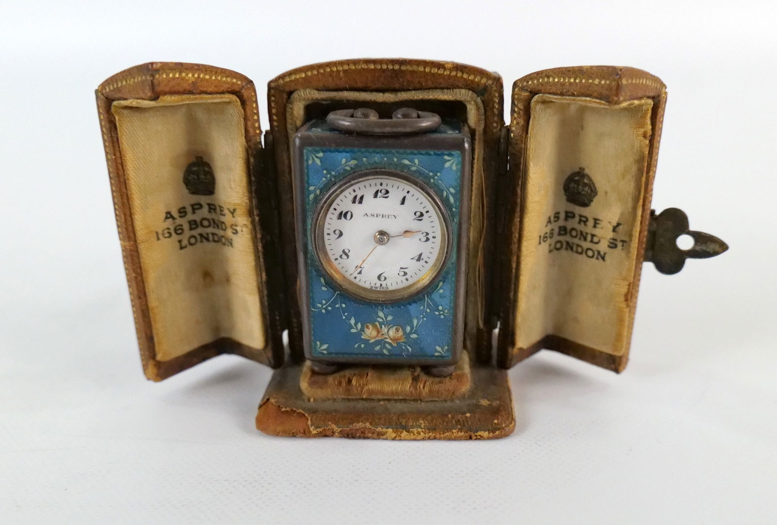 Antique Miniature Sterling Silver and Enamel Clock (1 of 15)