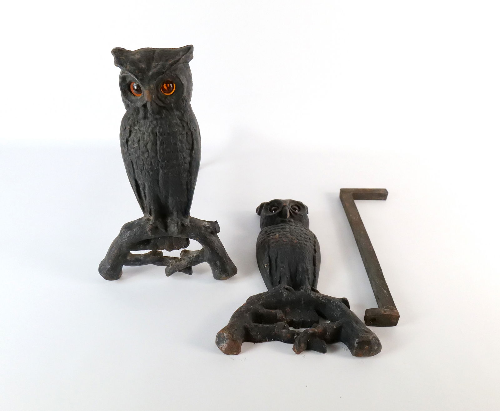 Pair of Vintage Cast Iron Owl Fireplace Andirons (1 of 11)