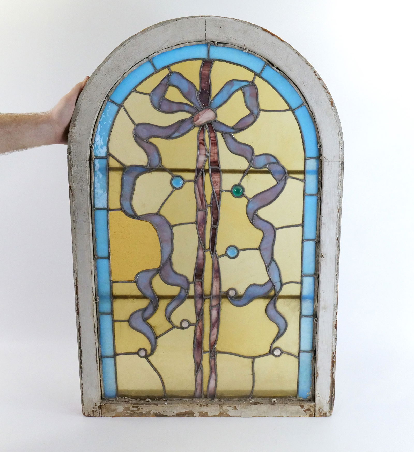 Antique Lead-Stained Glass and Jeweled Window (1 of 7)