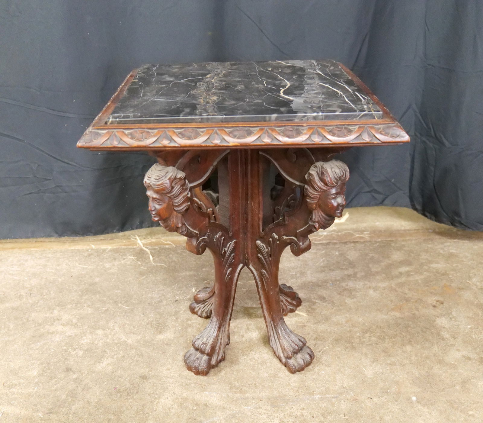 Heavily Carved Paw Footed Marble Top Coffee Table (1 of 8)