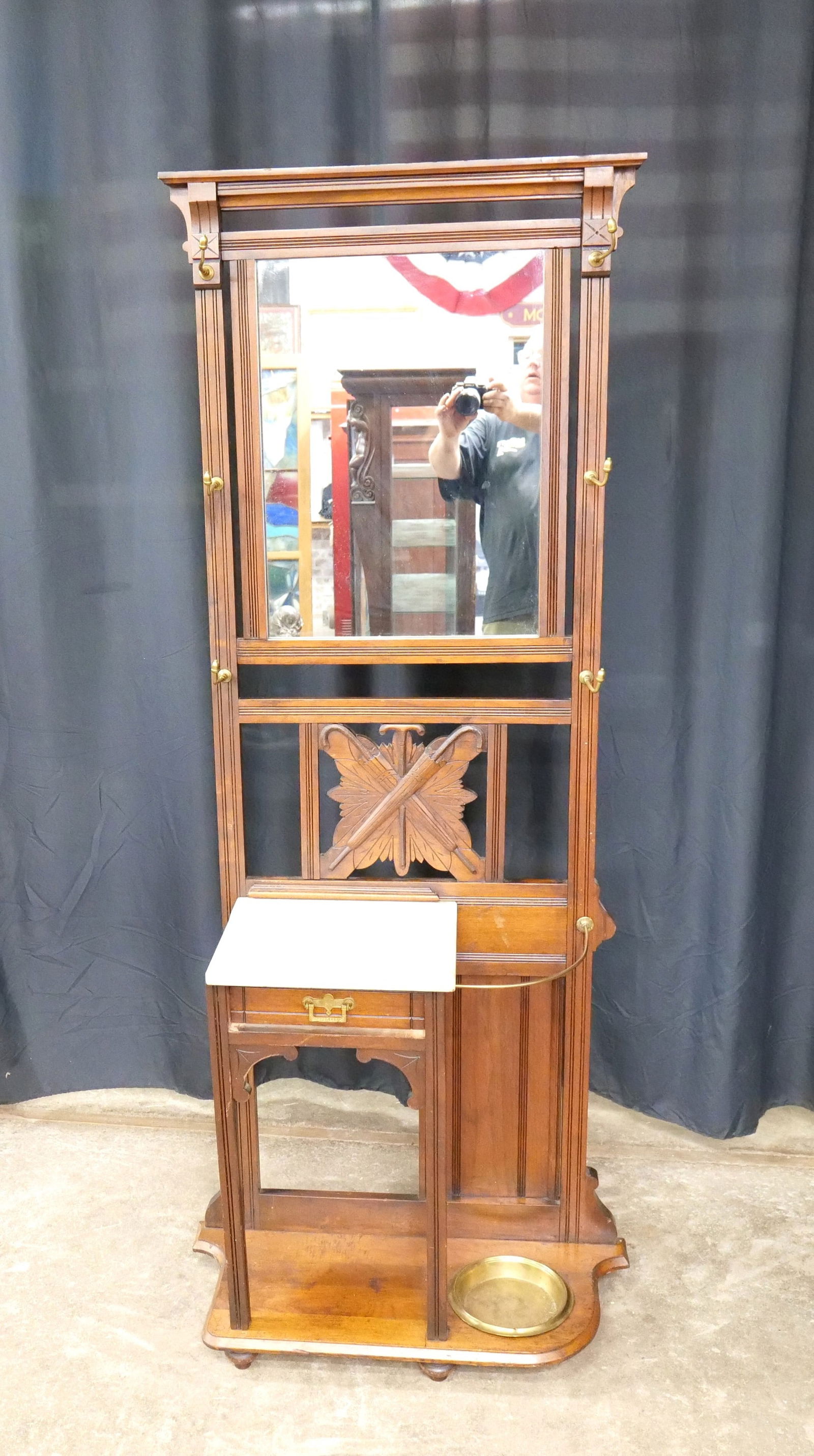 Victorian Hall Rack with Umbrella Stand (1 of 6)