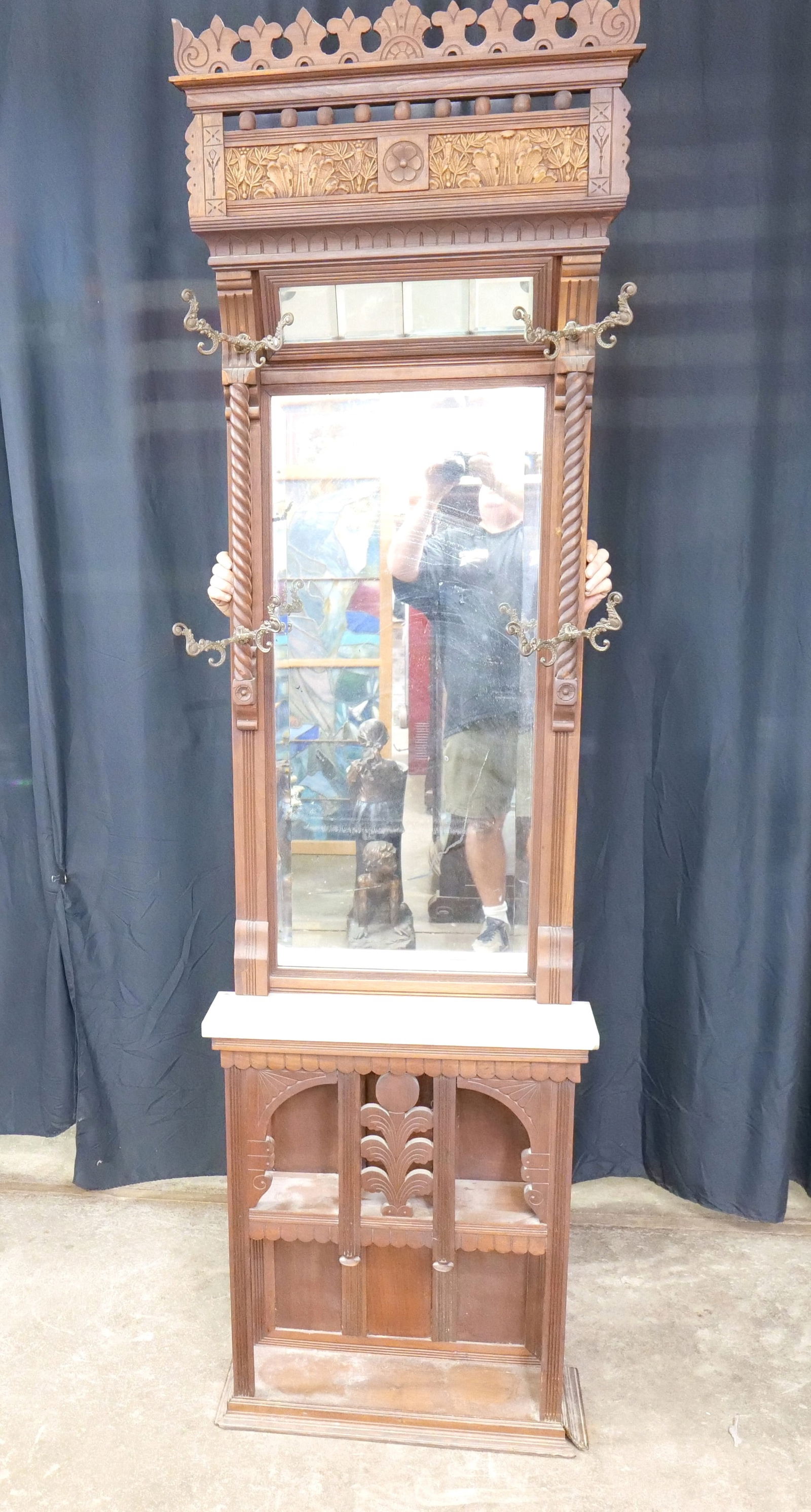 Eastlake Victorian Marble Top Pier Mirror (1 of 7)