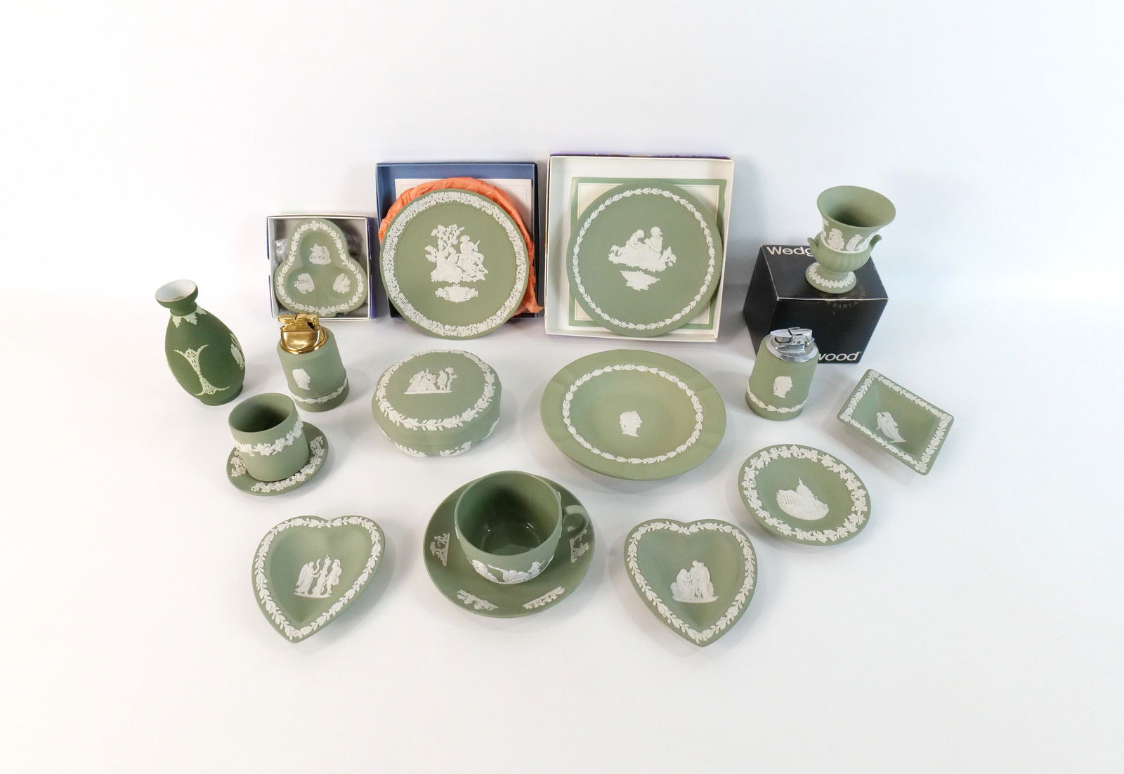 Group Lot of Wedgwood Green Jasperware Pieces (1 of 19)
