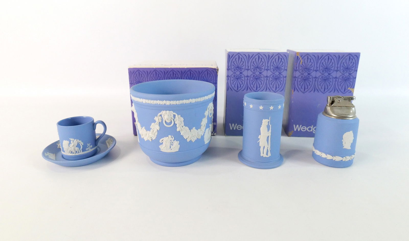 Group Lot of Wedgwood Blue Jasperware Tableware (1 of 14)