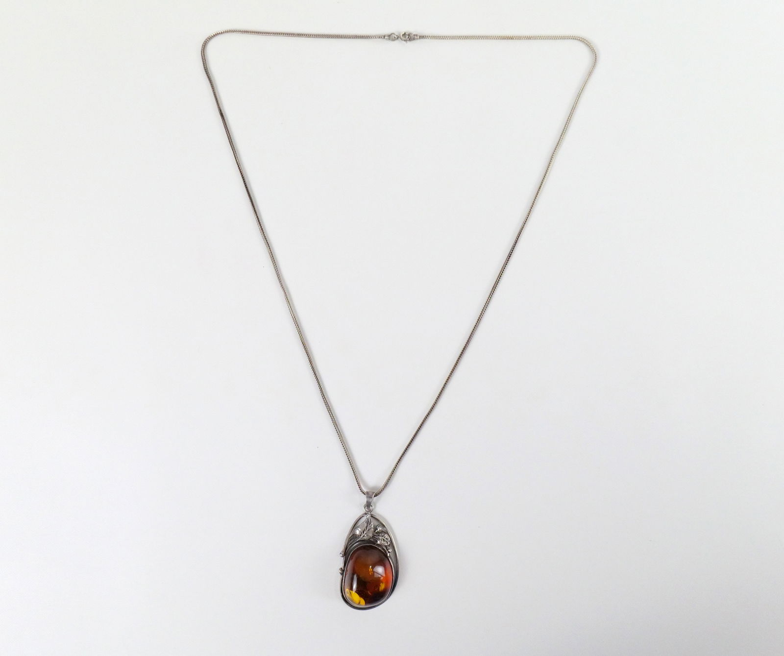 Sterling Necklace with Amber Pendant (1 of 9)