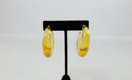 Unique Yellow Glass Hoops