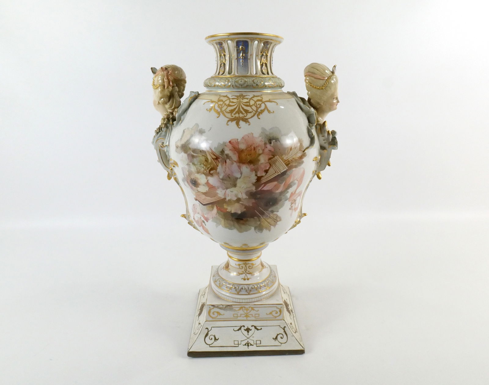 Antique Double Handled Figural Pedestal Vase (1 of 9)