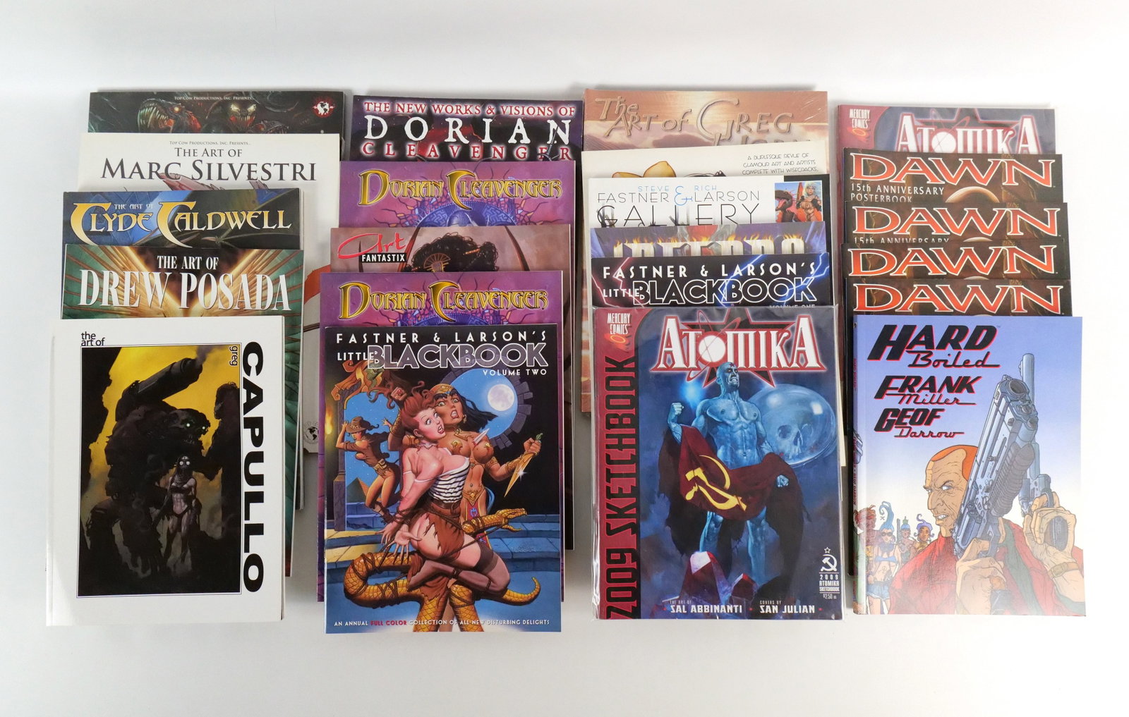 Lot of Art Books: Lot of Art Books including Art of Darkness, Art of Marc Silvestri, Art of Greg Capulo, Art of Clyde Caldwell, Works & Visions: Dorian Cleavenger 1-3, Art of Drew Posada, Jim Silke Pin Up Art, and Art 