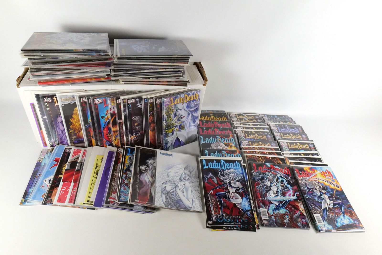 Long Box of Lady Death Comics (1 of 16)