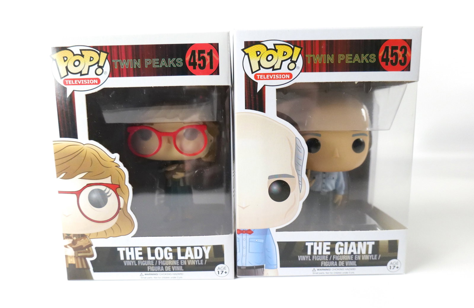Lot of 2 Funko Twin Peaks Pops: Lot of 2 Funko Twin Peaks Pops. Including The Log Lady #451 and The Giant #453. Both new in boxes. All invoices must be paid within 24 hours of the sale. We offer multiple shipping options, please rea