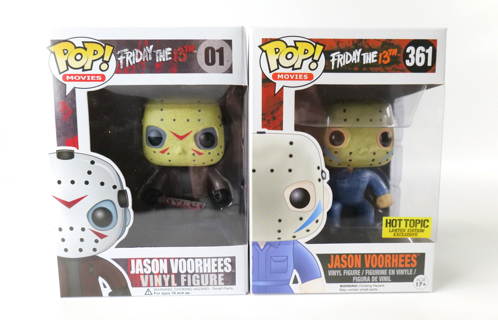 Lot of 2 Funko Friday the 13th Jason Voorhees Pops: Lot of 2 Funko Friday the 13th Jason Voorhees Pops. Including #01 and #361 - Hot Topic Exclusive. Both new in boxes. All invoices must be paid within 24 hours of the sale. We offer multiple shipping o