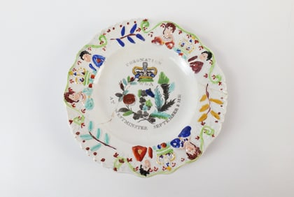 King William Queen Adelaide Pearlware Coronation Dish