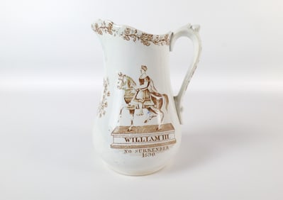 King William III No Surrender Pearlware Pitcher
