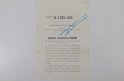Copy of the Bill for the Pledge of Allegiance