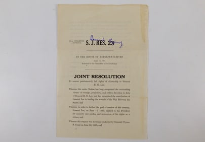 Copy of the Bill Restoring Rights to Robert E Lee