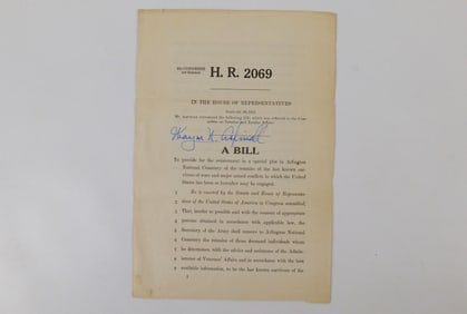 Copy of the Bill for Arlington Cemetery
