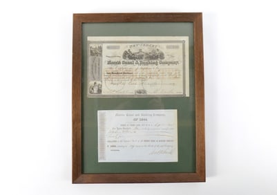 Framed Morris Canal and Banking Co. Stock Shares