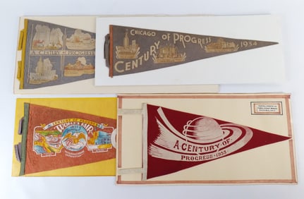 Group of Chicago Word's Fair Pennants