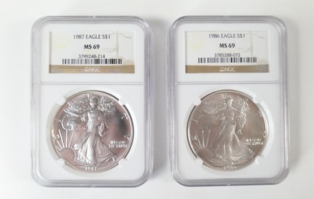 2 Walking Liberty Dollars