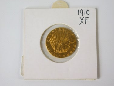 1910 P $5 Indian Head Gold Coin