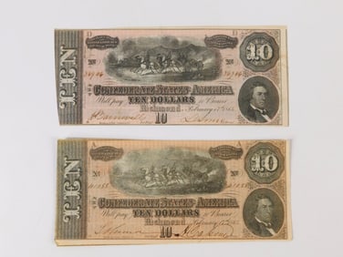2 Confederate States Bank Notes