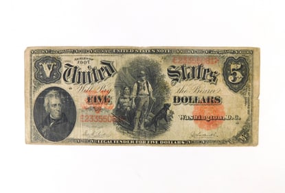 1907 $5 Woodchopper Note