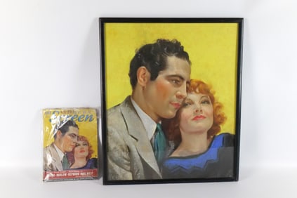 Original Pastel Illustration of Max Baer and Myrna Loy