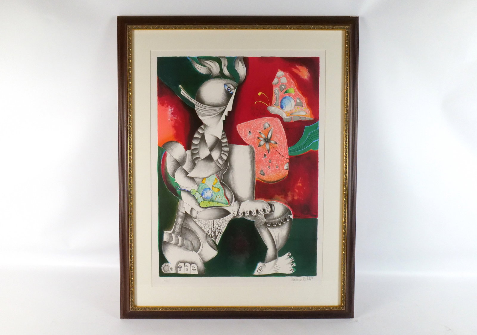 Lithograph by Alexandra Nechita: Lithograph by Alexandra Nechita. Entitled "Victorious Spirit". Signed and Numbered #133/2500 - 1996. Comes with COA. Has raised French seal. Measures 37.5" tall x 29.5" wide. Alexandra Nechita was an 