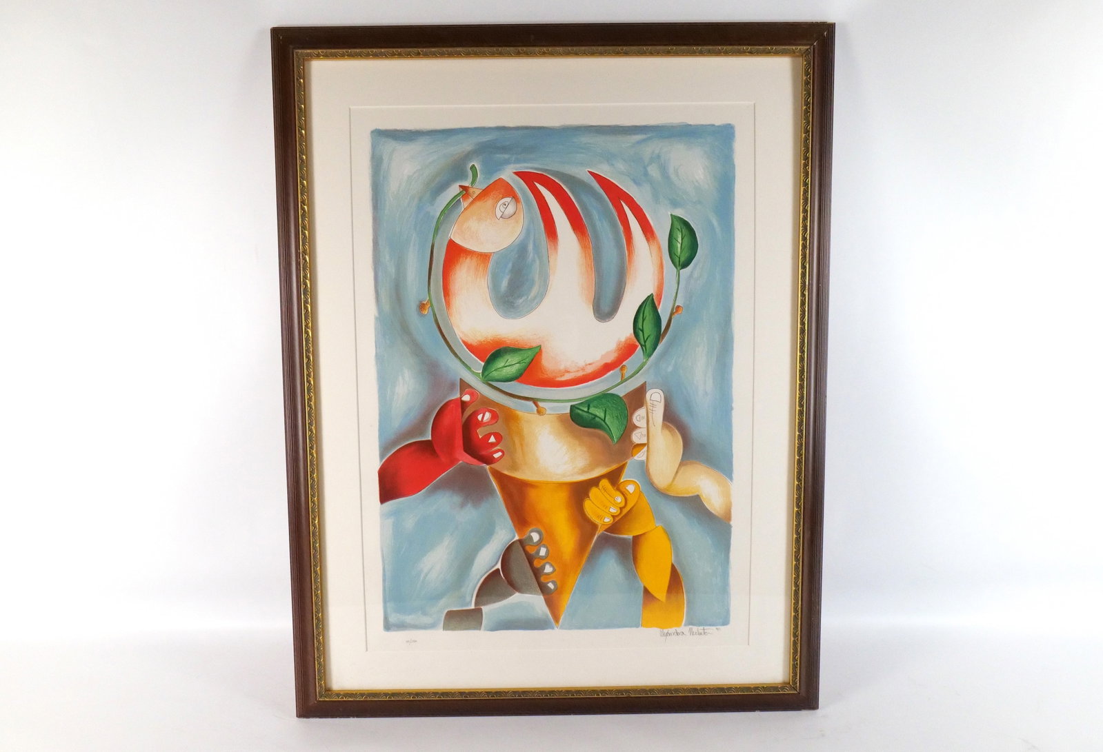 Lithograph by Alexandra Nechita: Lithograph by Alexandra Nechita. Entitled "Brave in the Attempt". Signed and Numbered #133/2500 - 1996. Has raised French seal. Measures 37" tall x 29.5" wide. Alexandra Nechita was an early child pro