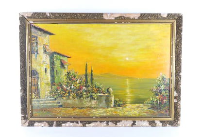 Mid Century Oil on Canvas by Rossini