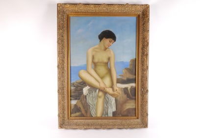 Serigraph with Oil Painted Highlights - "The Bather"