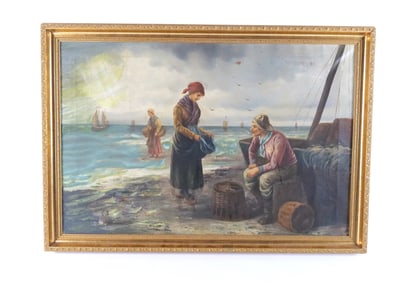 Oil on Canvas - "Woman & Fishermen"