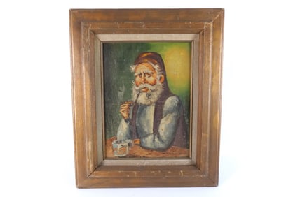 Oil on Wood Panel - Gentleman Smoking