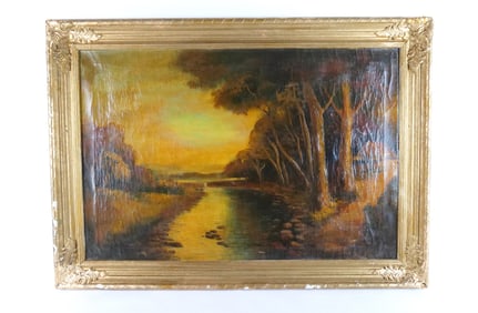 Oil on Canvas - Landscape with Water Scene