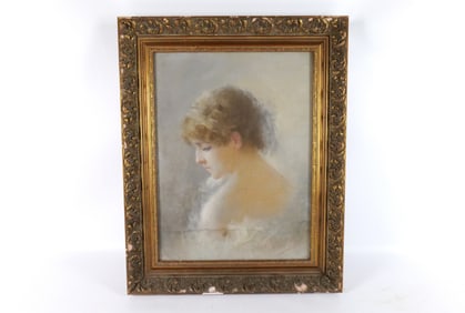 Framed Pastel - Portrait of a Woman