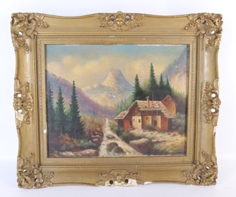 Oil on Canvas - Cottage Scene