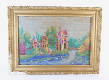 Framed Needlepoint - Castle Scene