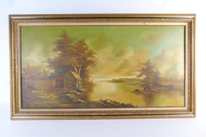 Oil on Canvas - Cottage by a Lake