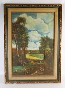 Oil on Canvas - Colonial Scene with Animals