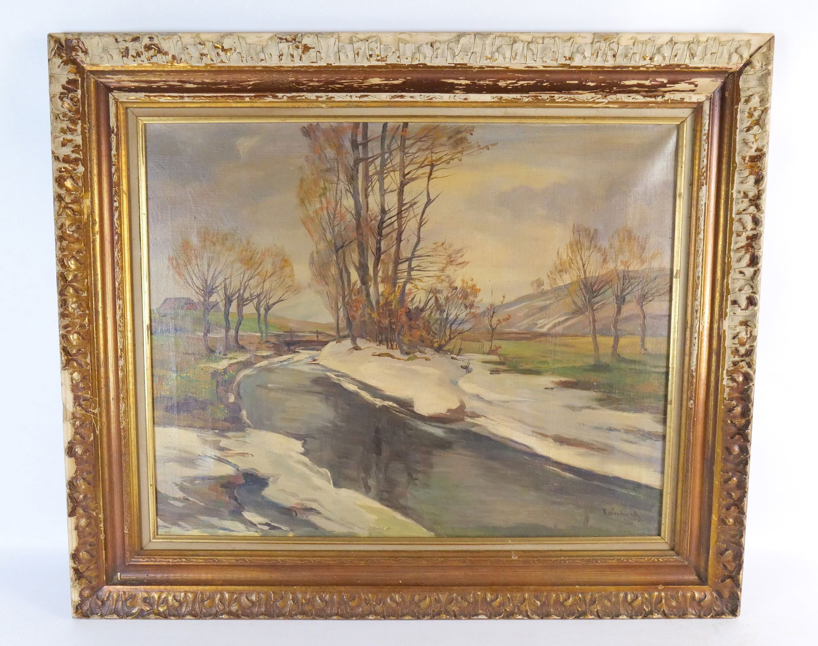 Oil on Canvas - Stream with a Snowy Forest (1 of 12)