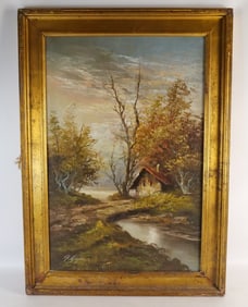 Oil on Canvas - Cottage Scene