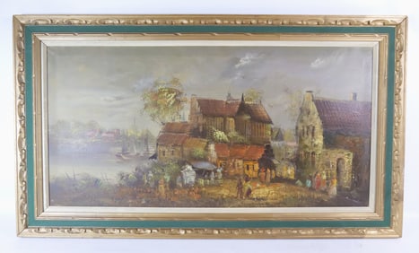 Oil on Canvas - European Cottage Scene